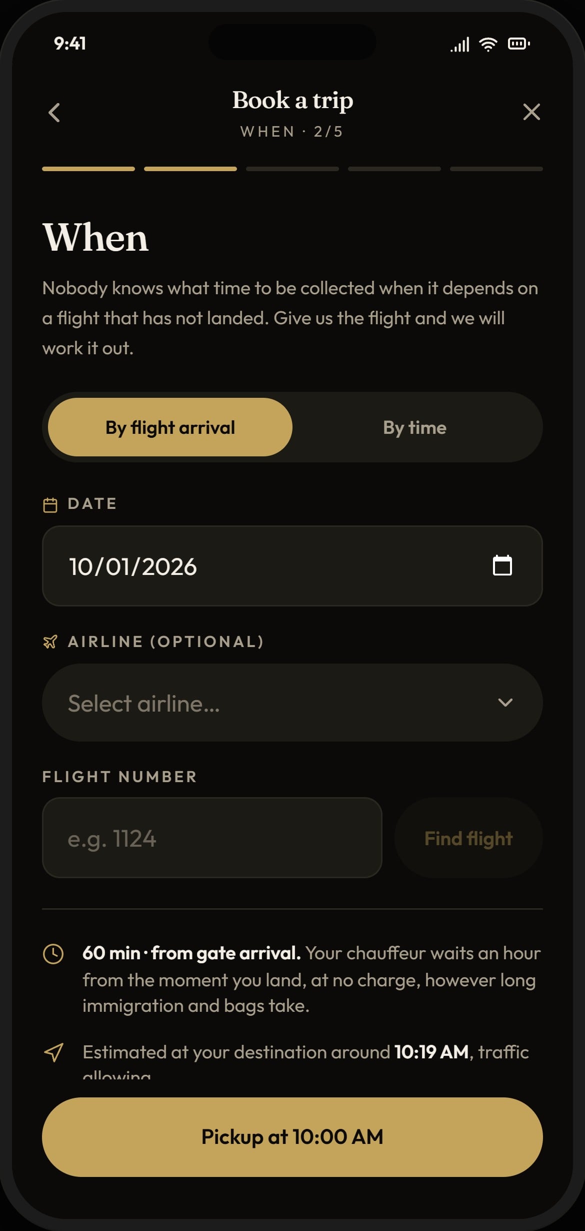 MIUUM app, pickup timed to your flight